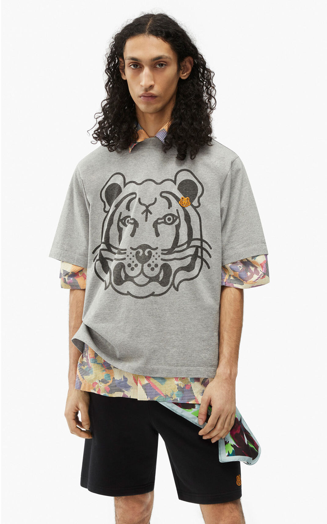 T Shirt Kenzo K Tiger oversized Homme Grise | CKQZ-47815